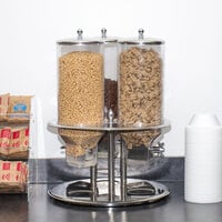 Tablecraft 693 Stainless Steel 1.5 Liter Triple Canister Cereal Dispenser