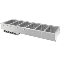 Vollrath 3640910HD Modular Drop In Six Compartment Marine-Grade Hot Food Well with Thermostatic Controls and Standard Drain - 208V, 3750W