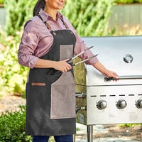 Backyard Pro Charcoal Heavy-Duty Canvas Grilling Apron with Utility Pockets - 32 1/2 inch x 26 1/2 inch