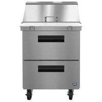 Hoshizaki SR27B-12MD2 27 inch 2 Drawer Mega Top Stainless Steel Refrigerated Sandwich Prep Table