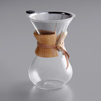 Acopa 4-Cup Glass Pour Over Coffee Maker with Wood Collar