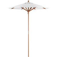 Lancaster Table & Seating 6' White Pulley Lift Umbrella with 1 1/2 inch Hardwood Pole