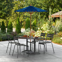 Lancaster Table & Seating 6' Royal Blue Pulley Lift Umbrella with 1 1/2 inch Hardwood Pole