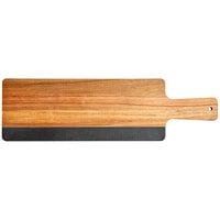 Acopa 23 1/2 inch x 7 inch Acacia Wood and Slate Serving Board with Handle