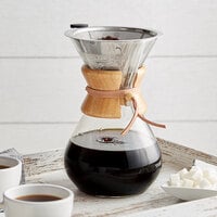 Acopa 6-Cup Glass Pour Over Coffee Maker with Wood Collar