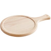 Choice 10 inch Round Wooden Serving Board with 4 1/2 inch Handle