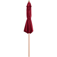 Lancaster Table & Seating 6' Red Pulley Lift Umbrella with 1 1/2 inch Hardwood Pole