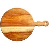 Acopa 11 1/2 inch Round Acacia Wood Serving Board with 5 inch Handle