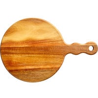 Acopa 10 inch Round Acacia Wood Serving Board with 5 inch Handle
