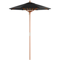 Lancaster Table & Seating 6' Black Pulley Lift Umbrella with 1 1/2 inch Hardwood Pole