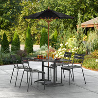 Lancaster Table & Seating 6' Black Pulley Lift Wood Umbrella