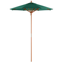 Lancaster Table & Seating 6' Forest Green Pulley Lift Umbrella with 1 1/2 inch Hardwood Pole