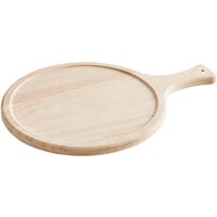 Choice 12 inch Round Wooden Serving Board with 4 1/2 inch Handle