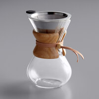 Acopa 3-Cup Glass Pour Over Drip Pot with Wood Collar