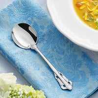 Acopa Ophelia 6 1/4 inch 18/10 Stainless Steel Extra Heavy Weight Bouillon Spoon - 12/Case