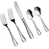 Acopa Swirl 18/8 Stainless Steel Extra Heavy Weight Flatware Set with Service for 12 - 60/Pack