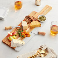 Acopa 23 1/2 inch x 7 inch Acacia Wood and White Marble Serving Board with Handle