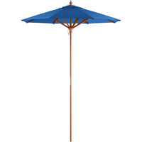 Lancaster Table & Seating 6' Pacific Blue Pulley Lift Umbrella with 1 1/2 inch Hardwood Pole