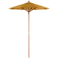 Lancaster Table & Seating 6' Yellow Pulley Lift Umbrella with 1 1/2 inch Hardwood Pole