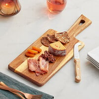 Acopa 15 1/2 inch x 6 inch Acacia Wood Serving Board with Handle