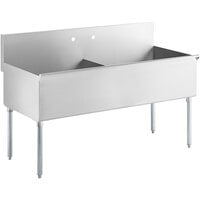 Regency 60" 16-Gauge Stainless Steel Two Compartment Commercial Utility Sink - 30" x 24" x 14" Bowl