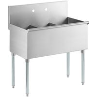 Regency 36" 16-Gauge Stainless Steel Three Compartment Commercial Utility Sink - 12" x 18" x 14" Bowl