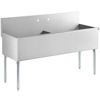 Regency 60" 16-Gauge Stainless Steel Two Compartment Commercial Utility Sink - 30" x 21" x 14" Bowl