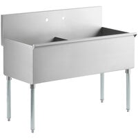 Regency 48" 16-Gauge Stainless Steel Two Compartment Commercial Utility Sink - 24" x 21" x 14" Bowl