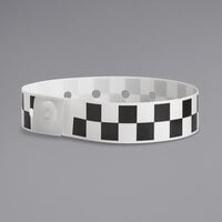 Carnival King Black Checkerboard Disposable Plastic Wristband 5/8 inch x 10 inch - 500/Box