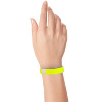 Carnival King Neon Yellow Disposable Plastic Customizable Wristband 5/8 inch x 10 inch - 500/Box