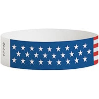 Carnival King Patriotic Disposable Tyvek® Wristband 3/4 inch x 10 inch - 500/Bag