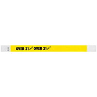 Carnival King Neon Yellow "OVER 21" Disposable Tyvek® Wristband 3/4" x 10" - 500/Bag