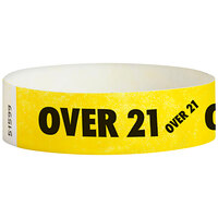 Carnival King Neon Yellow OVER 21 inch Disposable Tyvek® Wristband 3/4 inch x 10 inch - 500/Bag