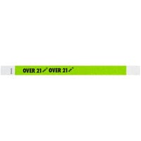 Carnival King Lemon Lime "OVER 21" Disposable Tyvek® Wristband 3/4" x 10" - 500/Bag