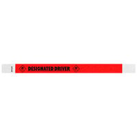 Carnival King Tomato Red "DESIGNATED DRIVER" Disposable Tyvek® Wristband 3/4" x 10" - 500/Bag