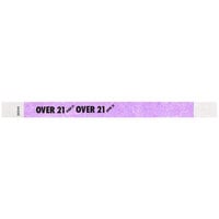 Carnival King Light Purple "OVER 21" Disposable Tyvek® Wristband 3/4" x 10" - 500/Bag