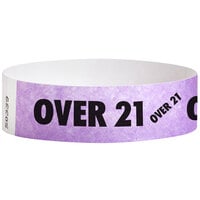 Carnival King Light Purple OVER 21 inch Disposable Tyvek® Wristband 3/4 inch x 10 inch - 500/Bag
