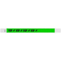 Carnival King Neon Green "VIP" Disposable Tyvek® Wristband 3/4" x 10" - 500/Bag