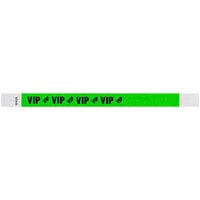 Carnival King Neon Green "VIP" Disposable Tyvek® Wristband 3/4" x 10" - 500/Bag