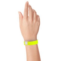 Carnival King Neon Yellow Disposable Vinyl Customizable Wristband 3/4 inch x 10 inch - 500/Box
