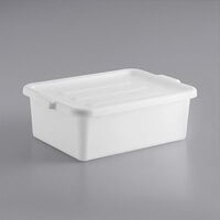 Choice 20 inch x 15 inch x 7 inch White Polypropylene Bus Tub with Cover