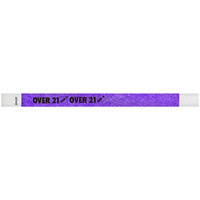 Carnival King Neon Purple "OVER 21" Disposable Tyvek® Wristband 3/4" x 10" - 500/Bag