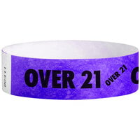 Carnival King Neon Purple OVER 21 inch Disposable Tyvek® Wristband 3/4 inch x 10 inch - 500/Bag