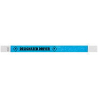 Carnival King Neon Blue "DESIGNATED DRIVER" Disposable Tyvek® Wristband 3/4" x 10" - 500/Bag