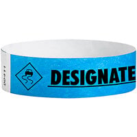 Carnival King Neon Blue DESIGNATED DRIVER Disposable Tyvek® Wristband 3/4 inch x 10 inch - 500/Bag