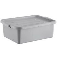Choice 20 inch x 15 inch x 7 inch Gray Polypropylene Bus Tub with Cover