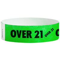 Carnival King Neon Green OVER 21 inch Disposable Tyvek® Wristband 3/4 inch x 10 inch - 500/Bag