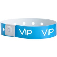 Carnival King Neon Blue "VIP" Disposable Plastic Wristband 5/8" x 10" - 500/Box