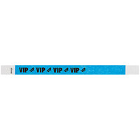 Carnival King Neon Blue "VIP" Disposable Tyvek® Wristband 3/4" x 10" - 500/Bag