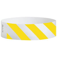 Carnival King Neon Yellow Striped Disposable Tyvek® Wristband 3/4 inch x 10 inch - 500/Bag